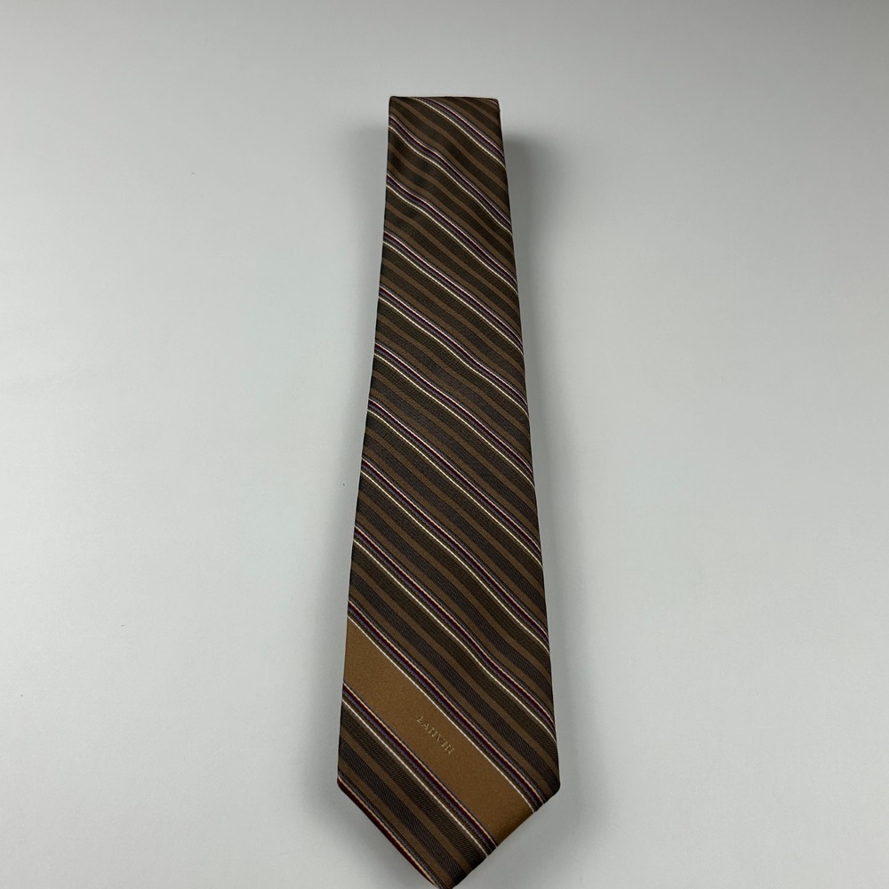 Vintage Lanvin Stern's Brown Striped Designer Tie
